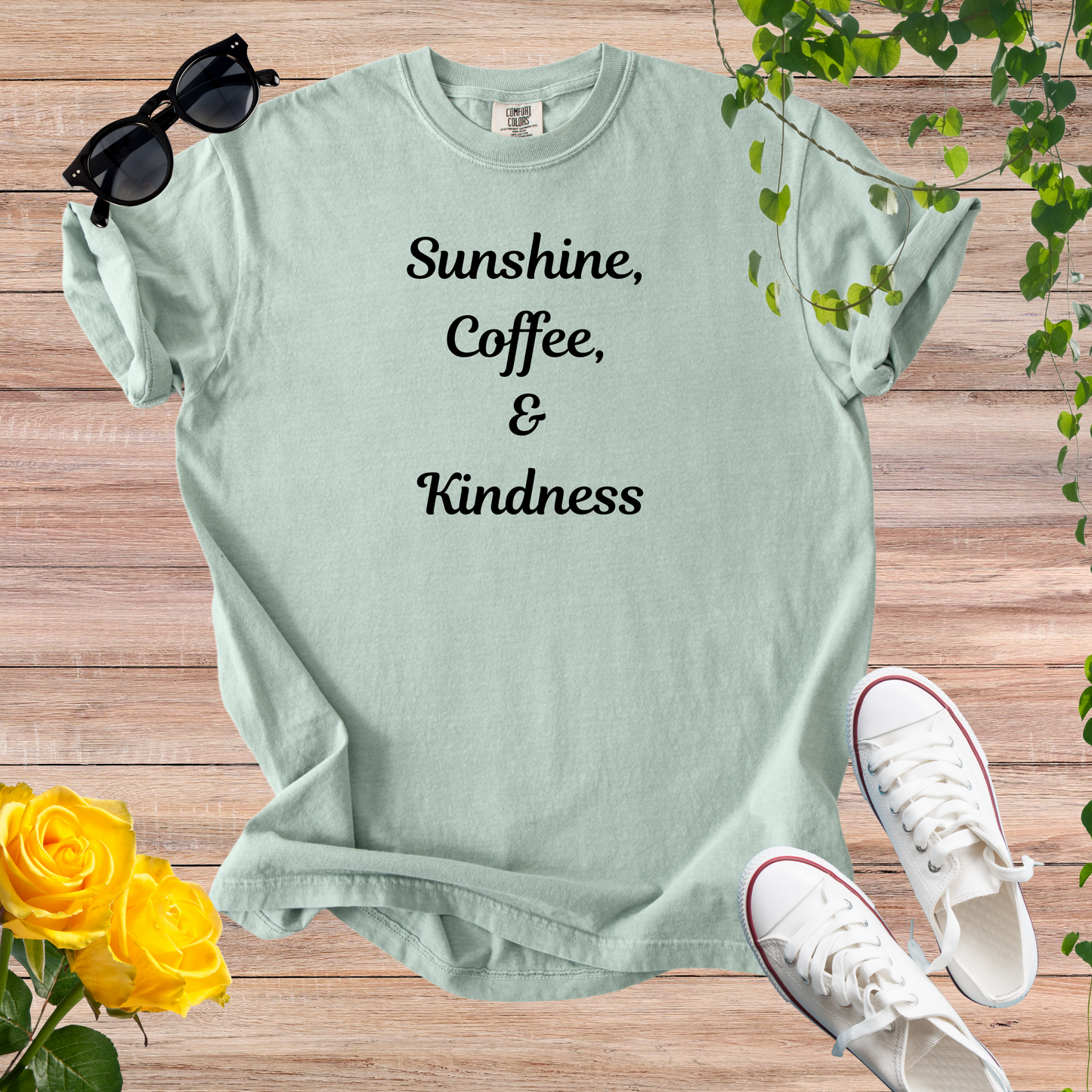 Sunshine, Coffee, & Kindness T-Shirt