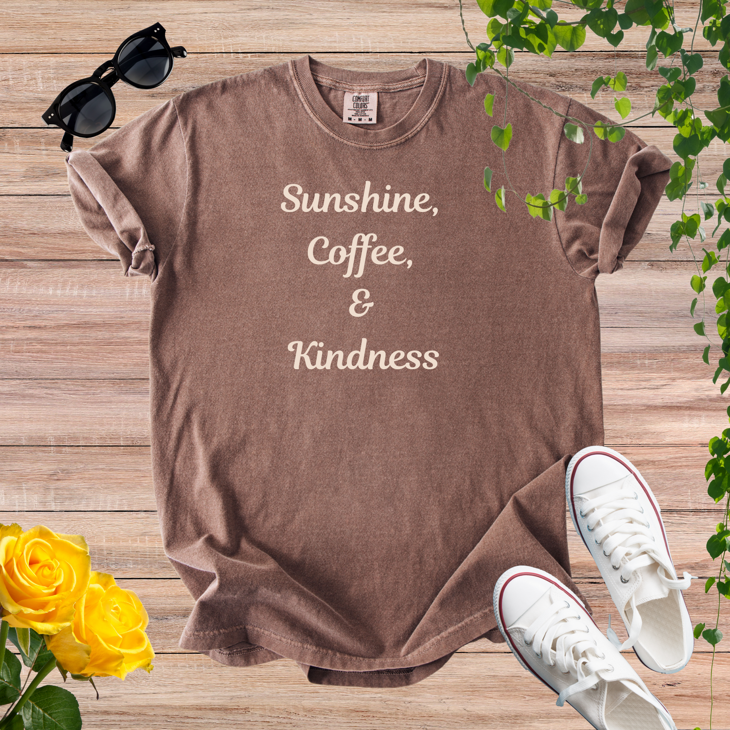 Sunshine, Coffee, & Kindness T-Shirt